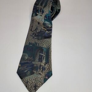Mens Ferrell Reed for Peters Clothing Teal Silver 100 % Silk Vintage‎ Taxi